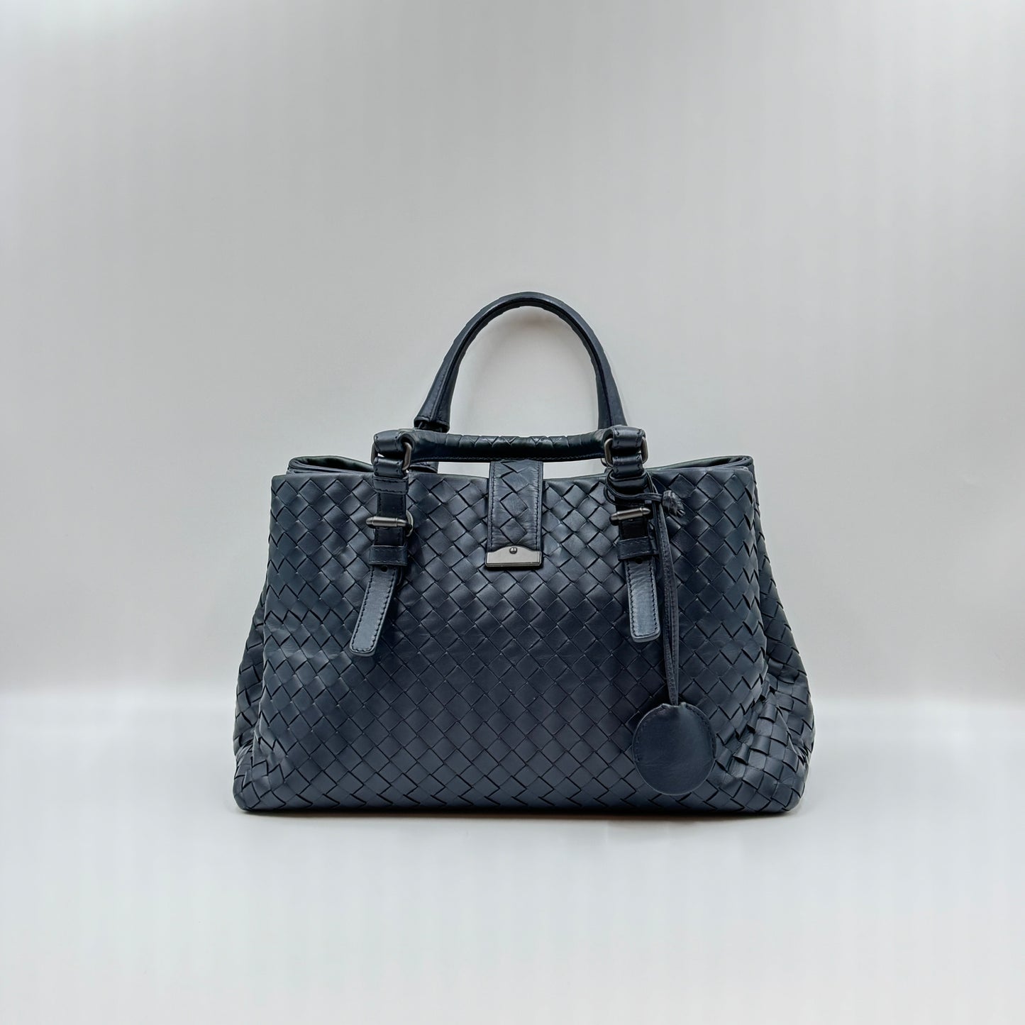 Nappa Intrecciato Small Roma Tote Navy Blue Color