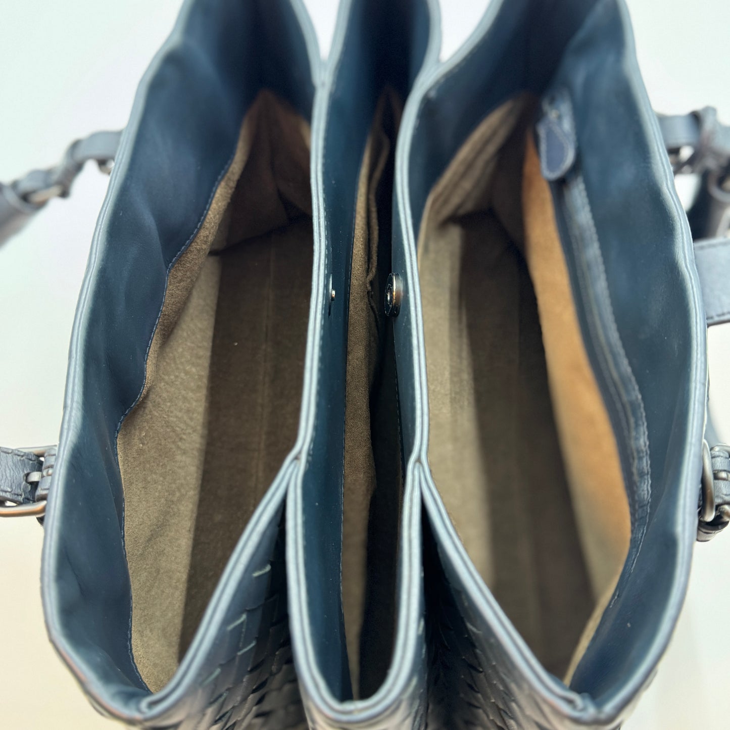 Nappa Intrecciato Small Roma Tote Navy Blue Color