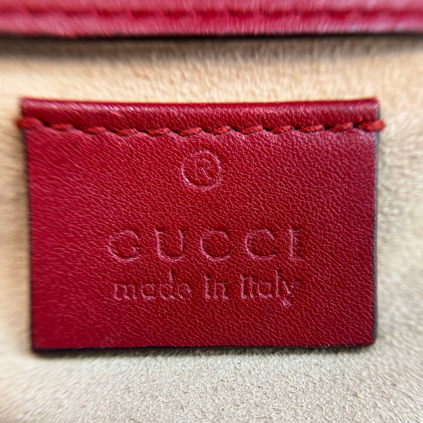 Calfskin Matelasse Super Mini GG Marmont Shoulder Bag Hibiscus Red