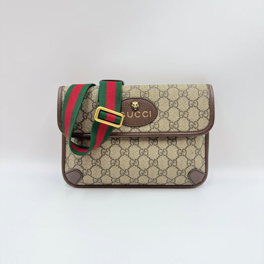 Neo Vintage Flap Belt Bag GG Coated Canvas