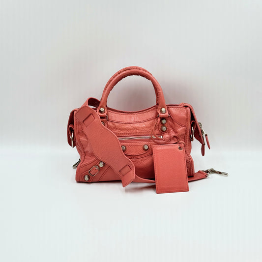 Leather Motocross Classic City Bag Mini Size Peach Pink