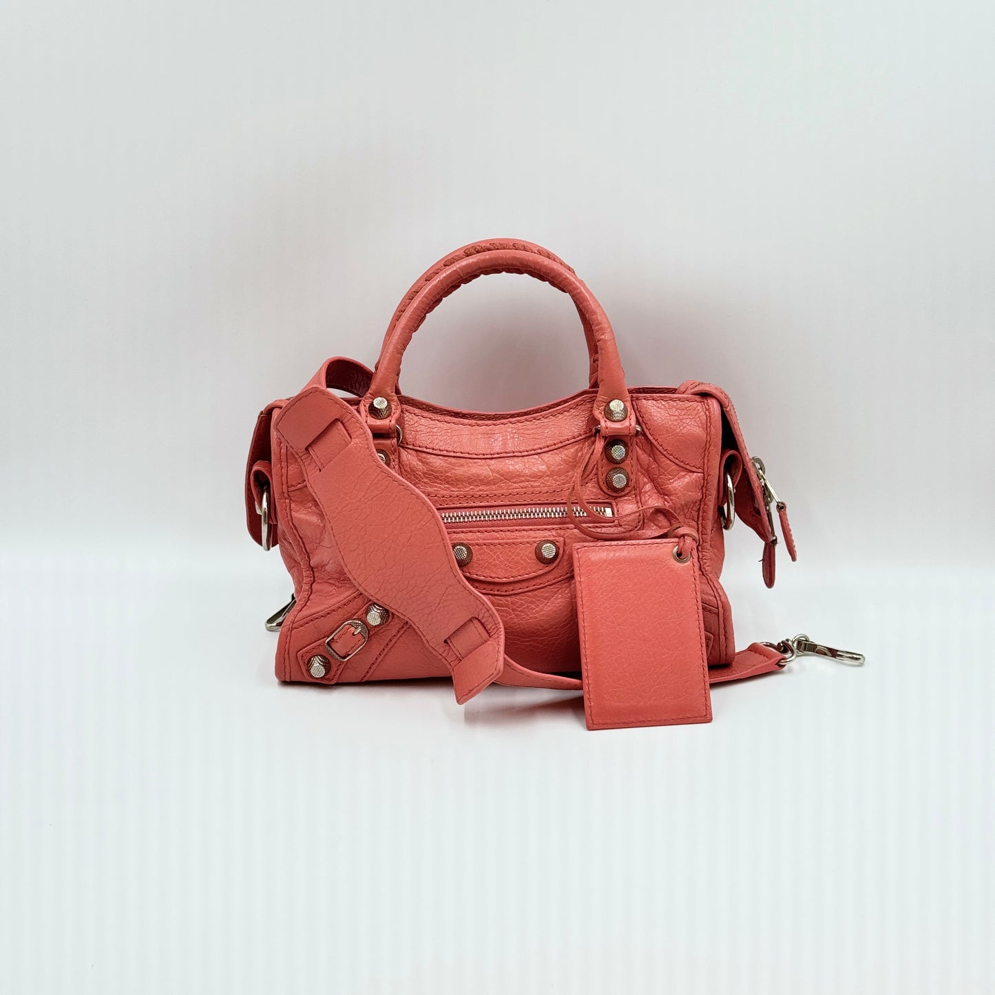 Leather Motocross Classic City Bag Mini Size Peach Pink