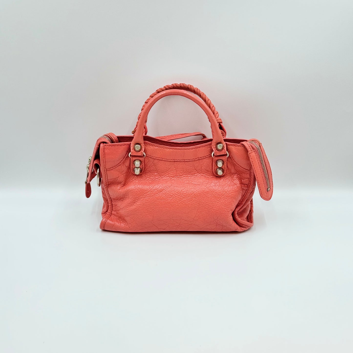 Leather Motocross Classic City Bag Mini Size Peach Pink
