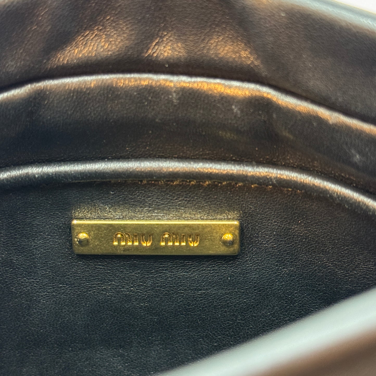 Miu Miu Black Matelasse Leather Frame Chain Crossbody Bag