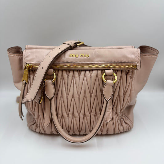 Nappa Matelasse Top Handle Bag Cammeo Light Pink