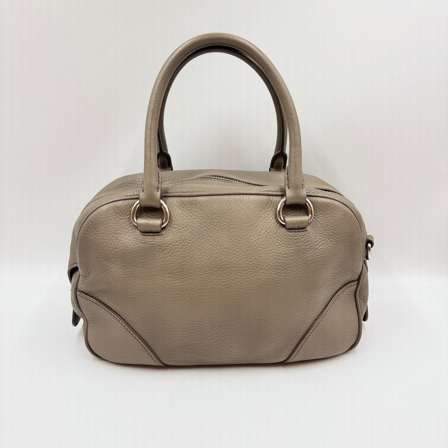Prada Grey Vitello Daino Front Pocket Boston