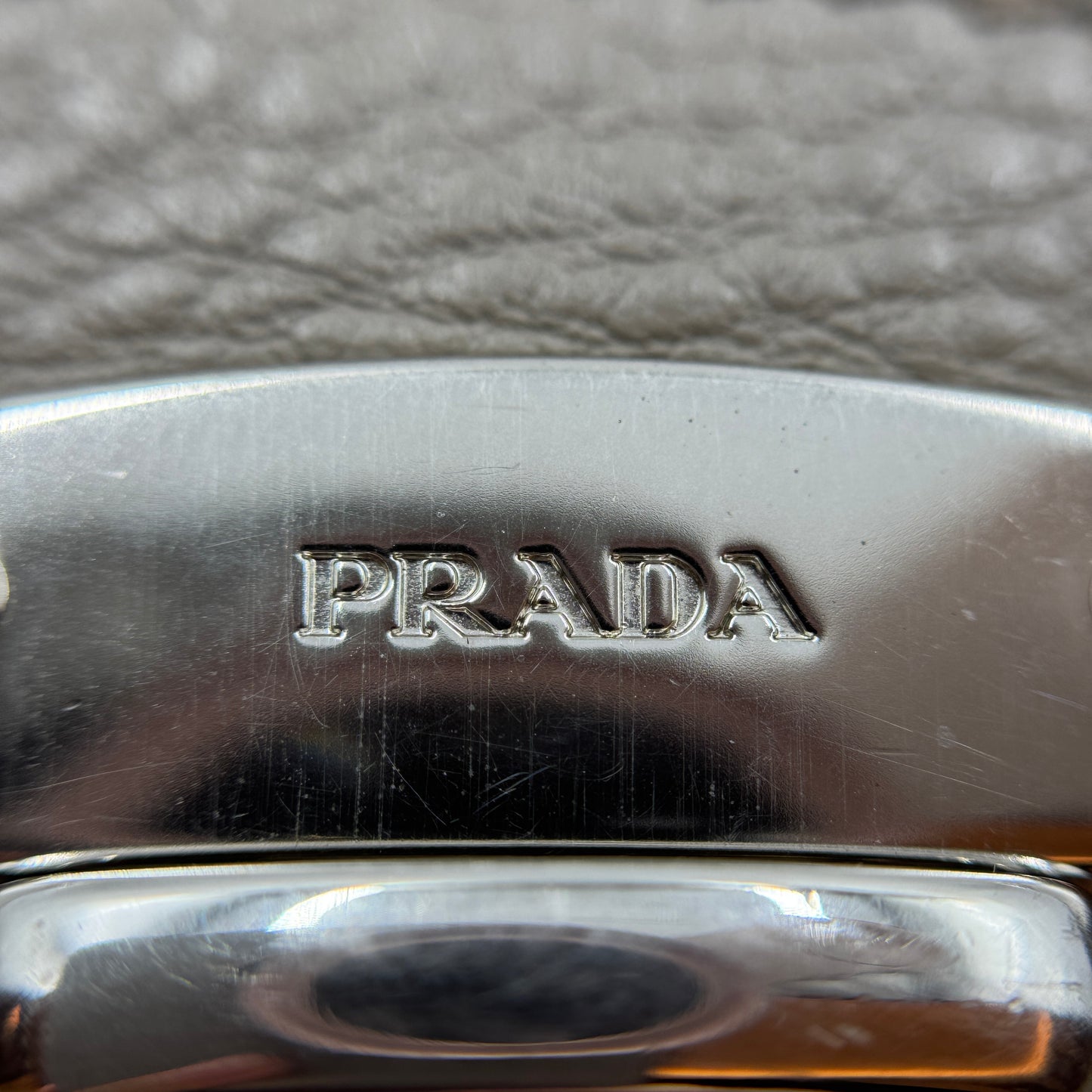 Prada Grey Vitello Daino Front Pocket Boston
