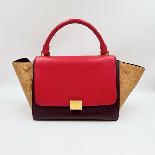 Satin Baby Grained Calfskin Small Trapeze Carmin