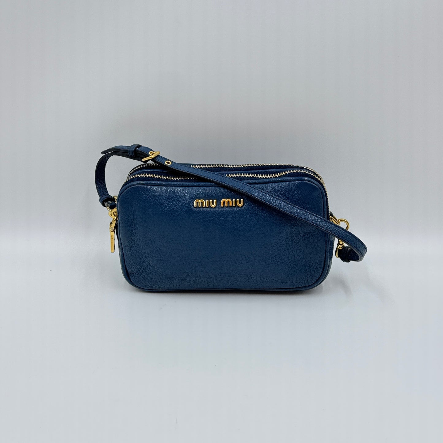 Leather Mini Pochette Bag Navy