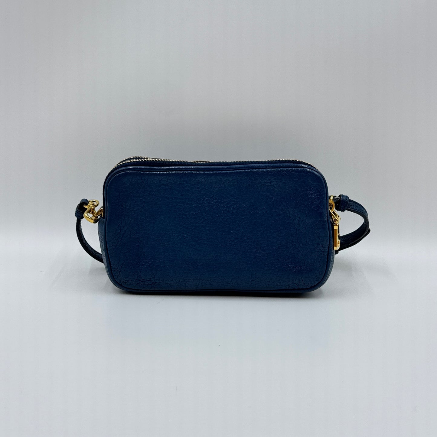 Leather Mini Pochette Bag Navy