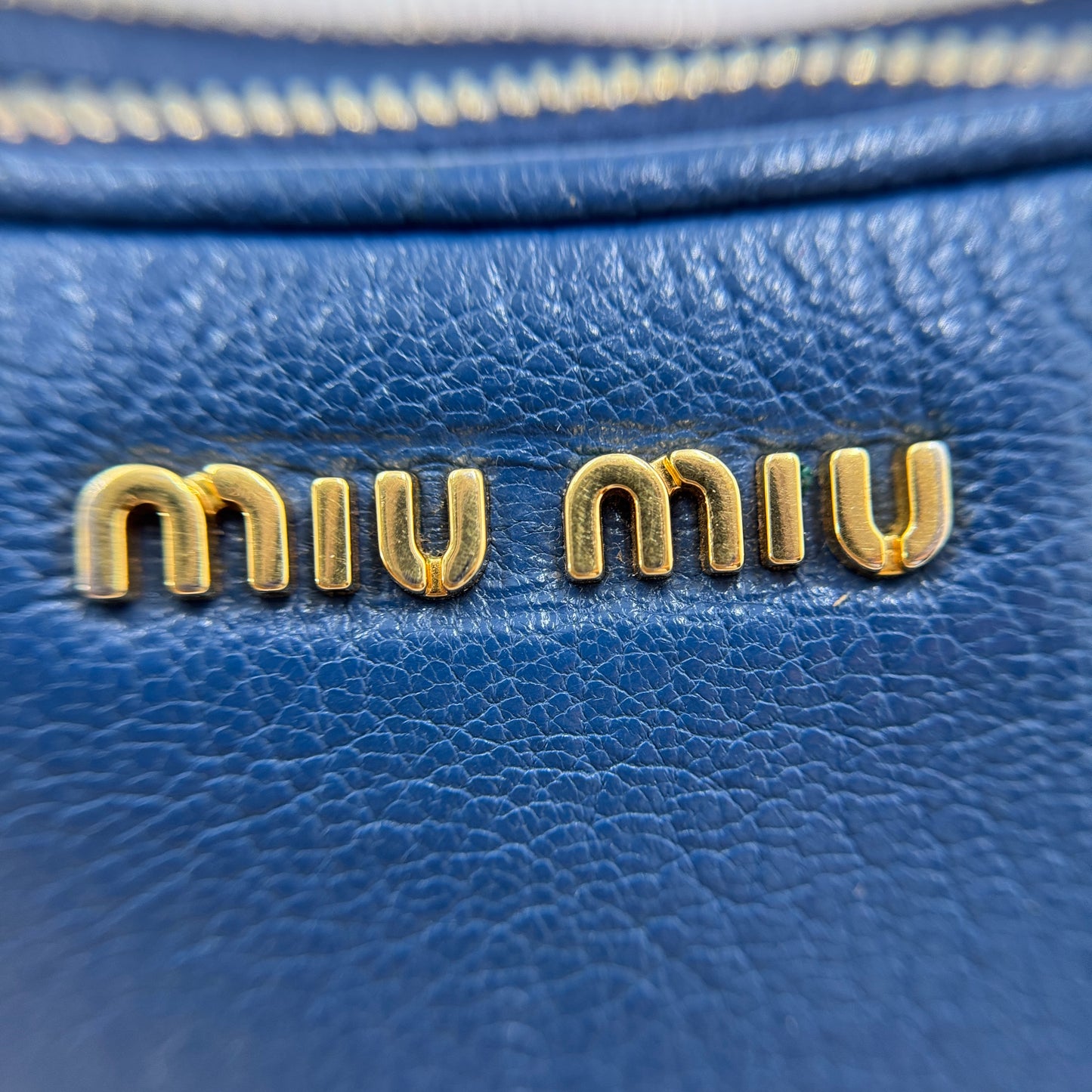Leather Mini Pochette Bag Navy