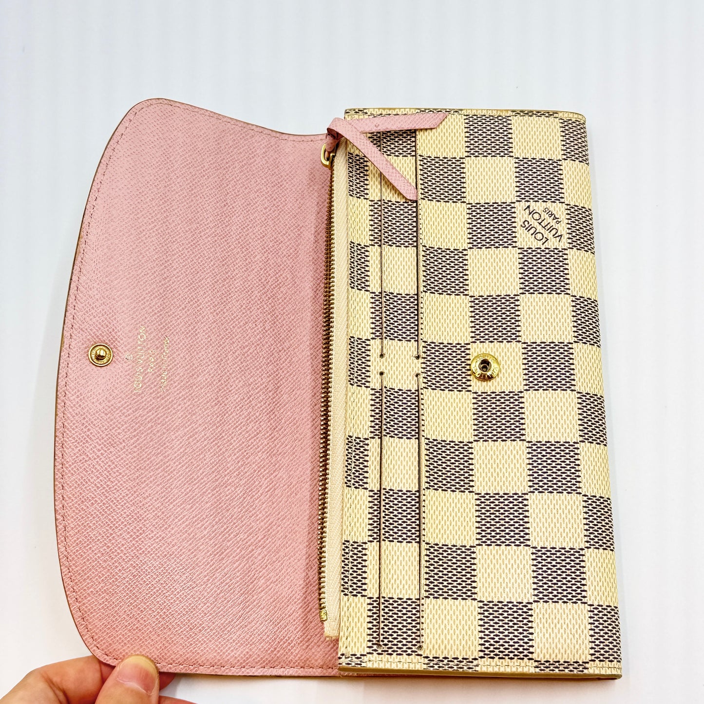 Damier Azur Emilie Wallet Rose Ballerine