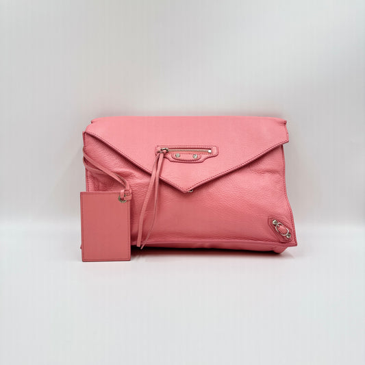 Veau Souple Papier Sight Clutch Rose Flamingo
