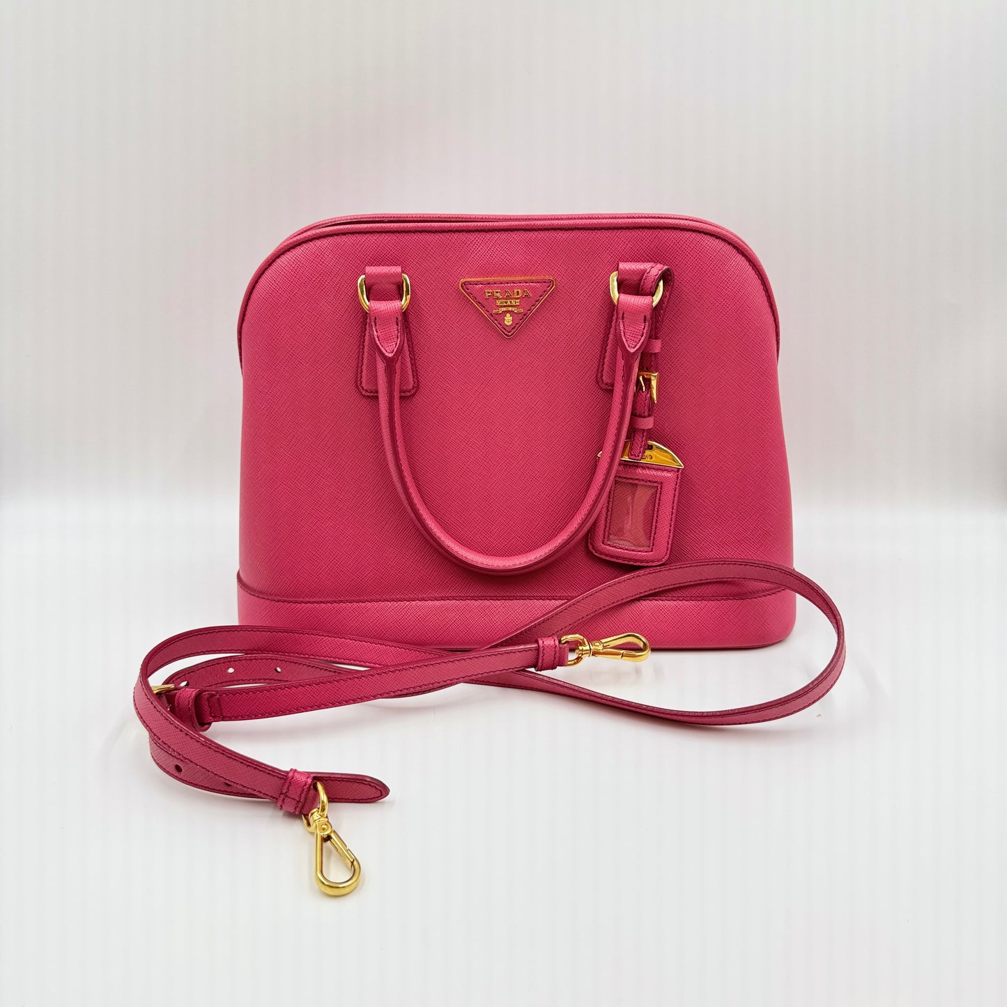 Open Promenade Bag Saffiano Leather Medium Pink