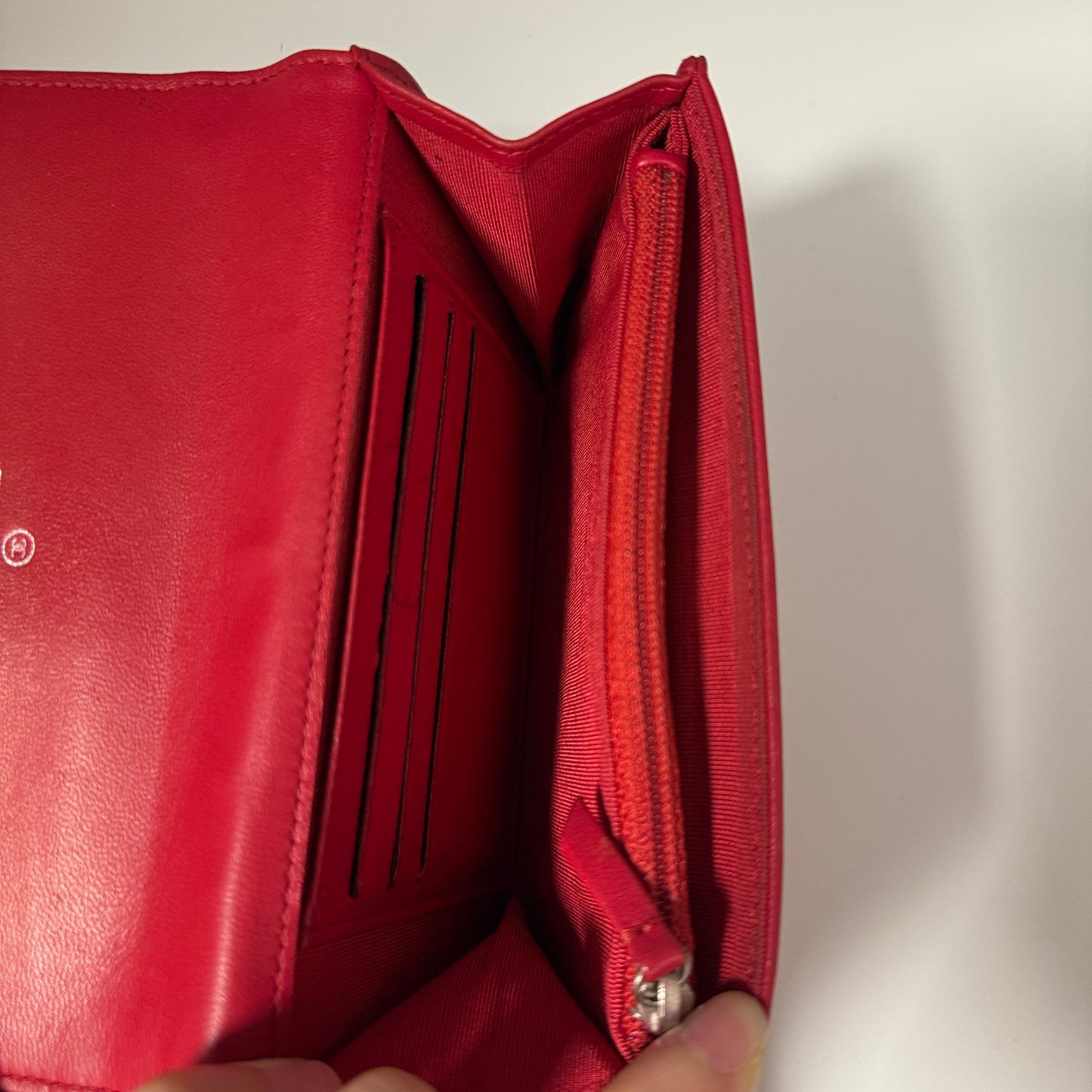 Lambskin Quilted Medium Flap Wallet Red
