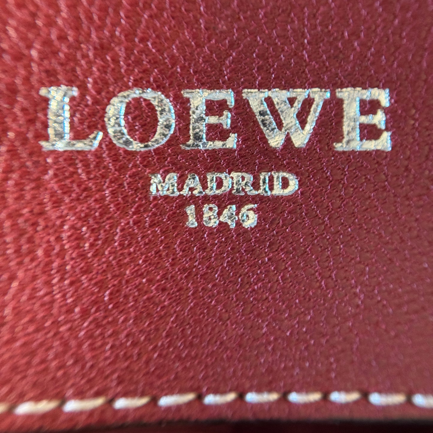 LOEWE Leather Bicolor Beige Pink Handle Bag