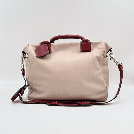 LOEWE Leather Bicolor Beige Pink Handle Bag