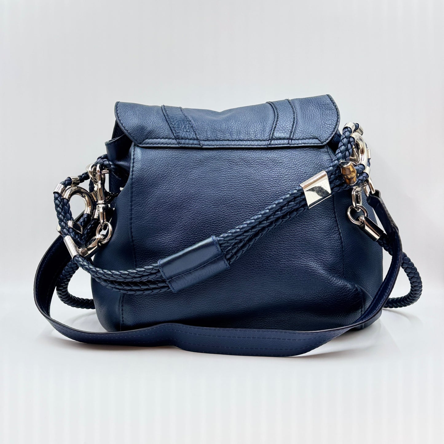 Techno Horsebit Convertible Hobo Embellished Leather Large Navy