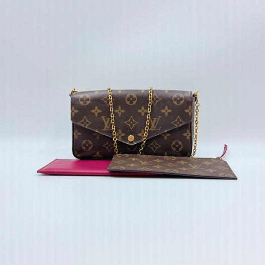 Monogram Pochette Felicie Chain Wallet Fuchsia