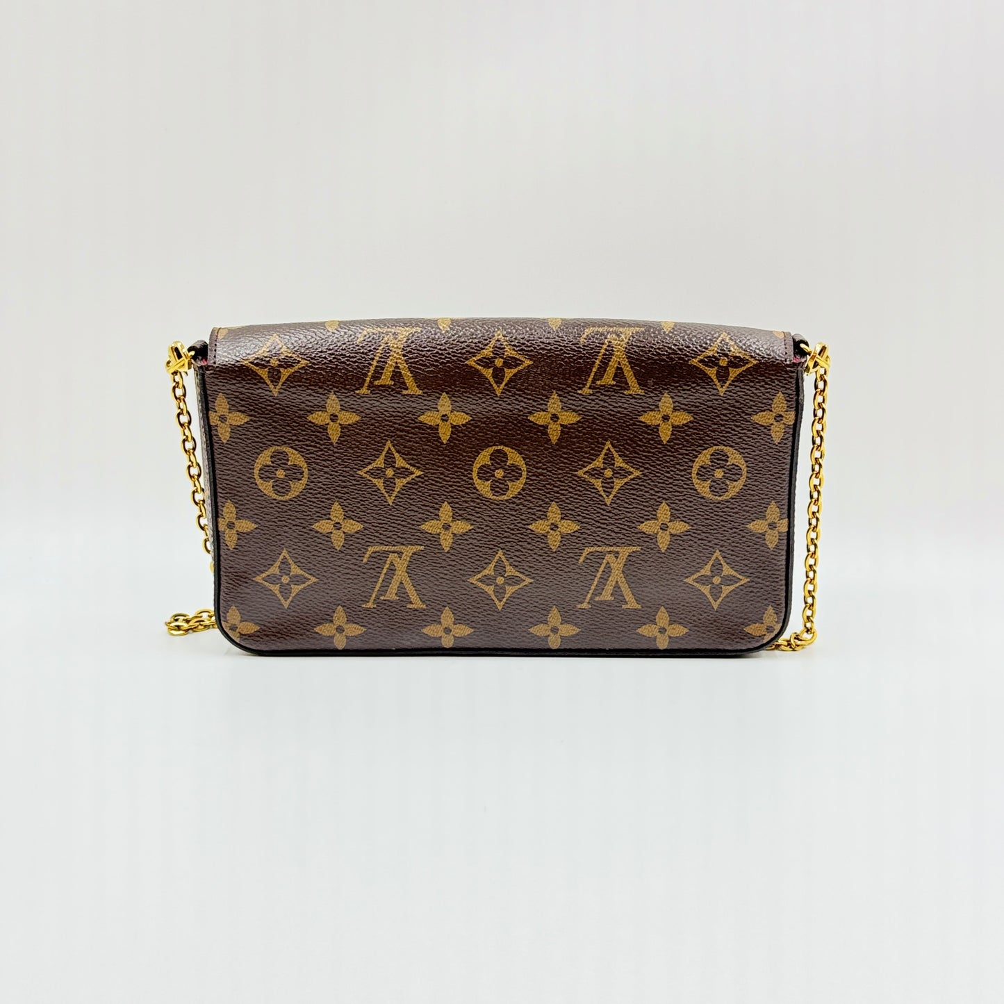 Monogram Pochette Felicie Chain Wallet Fuchsia