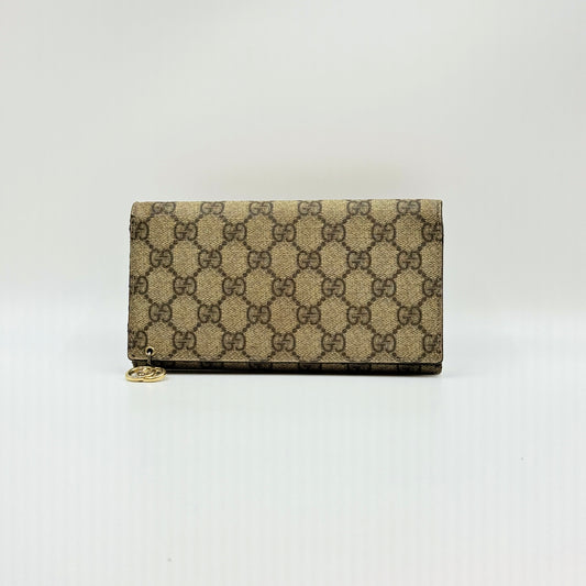 GG Supreme Monogram Flap Wallet