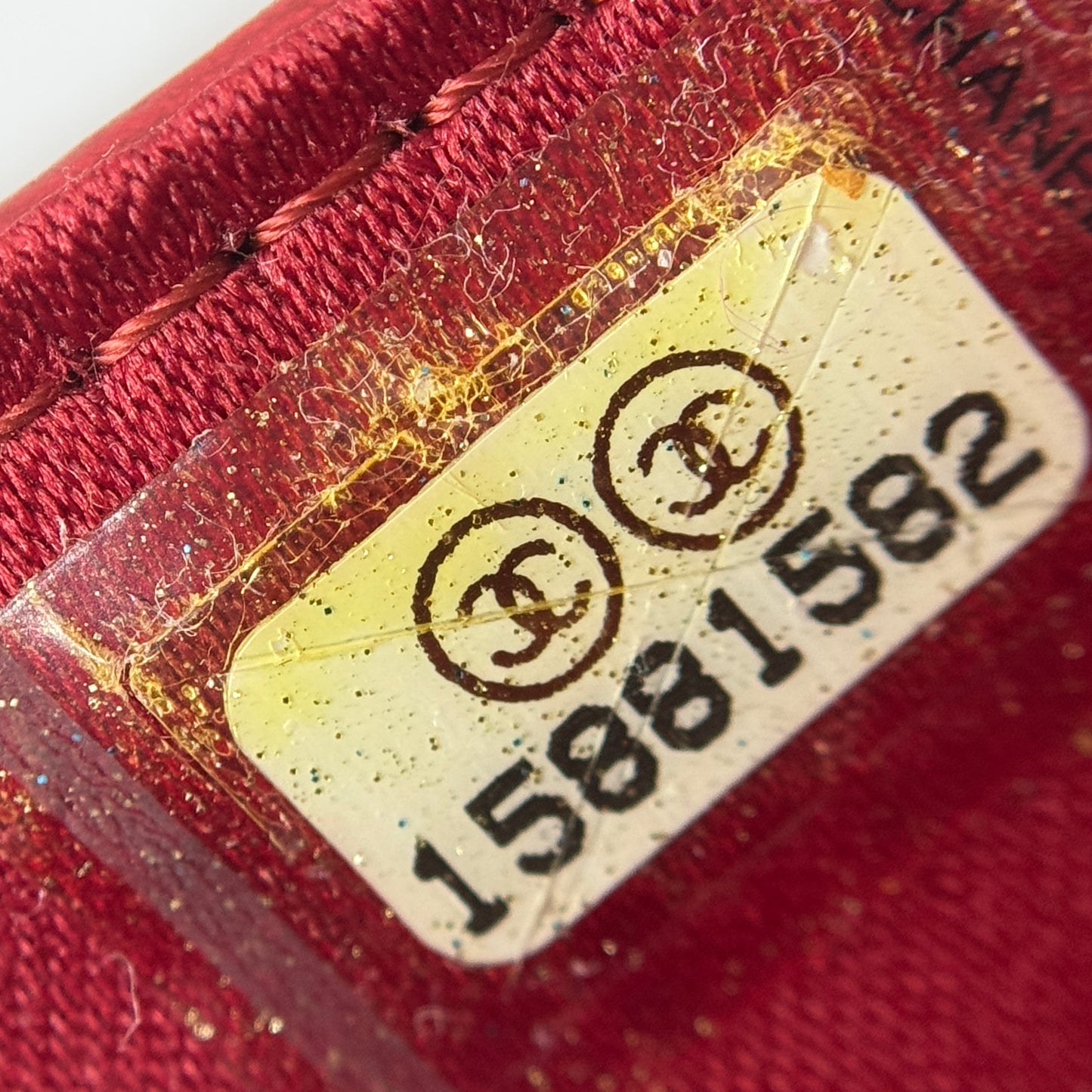 Lambskin Camellia Embossed Large Gusset Flap Wallet Red