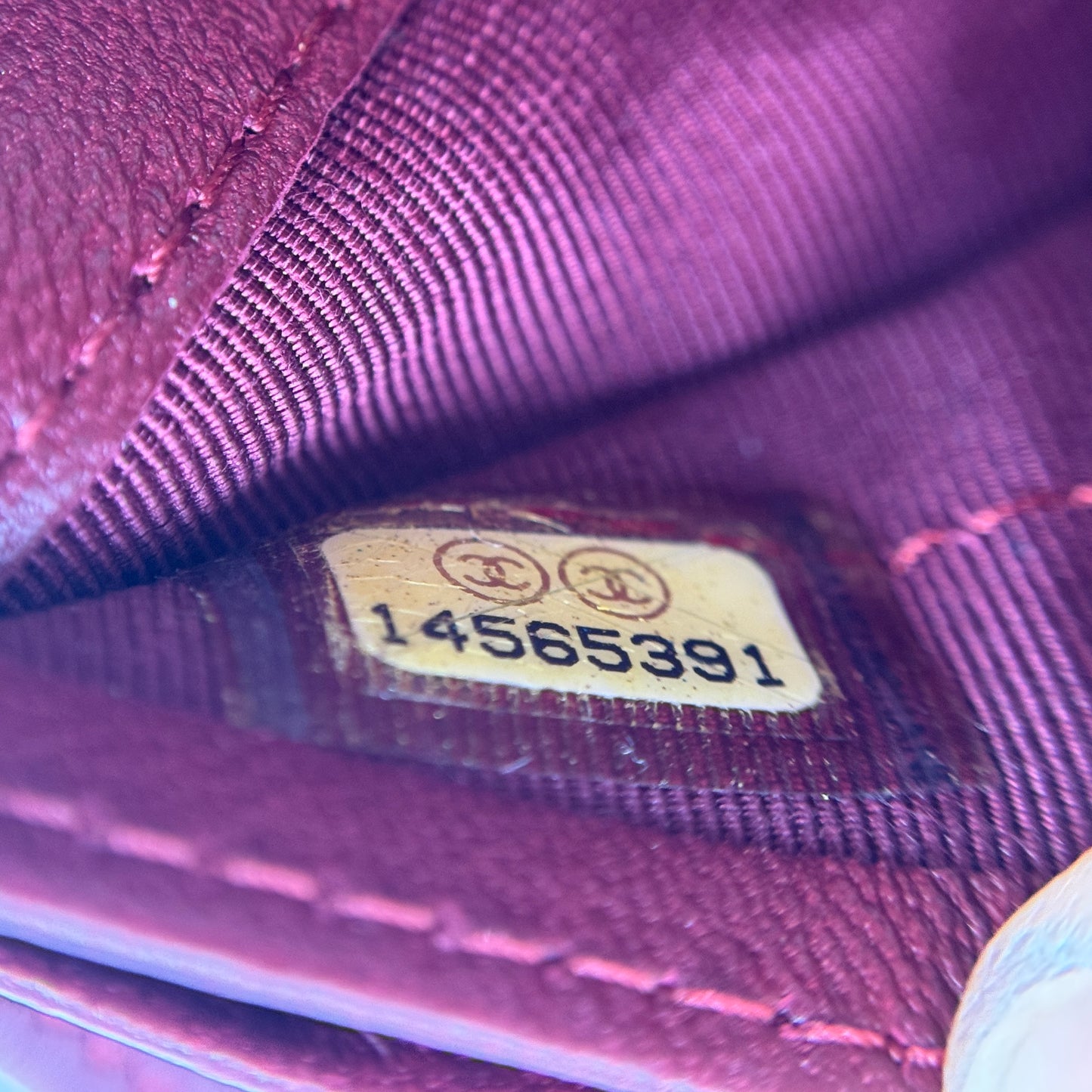 Lambskin Quilted Zipped Pocket Wallet Wine Red