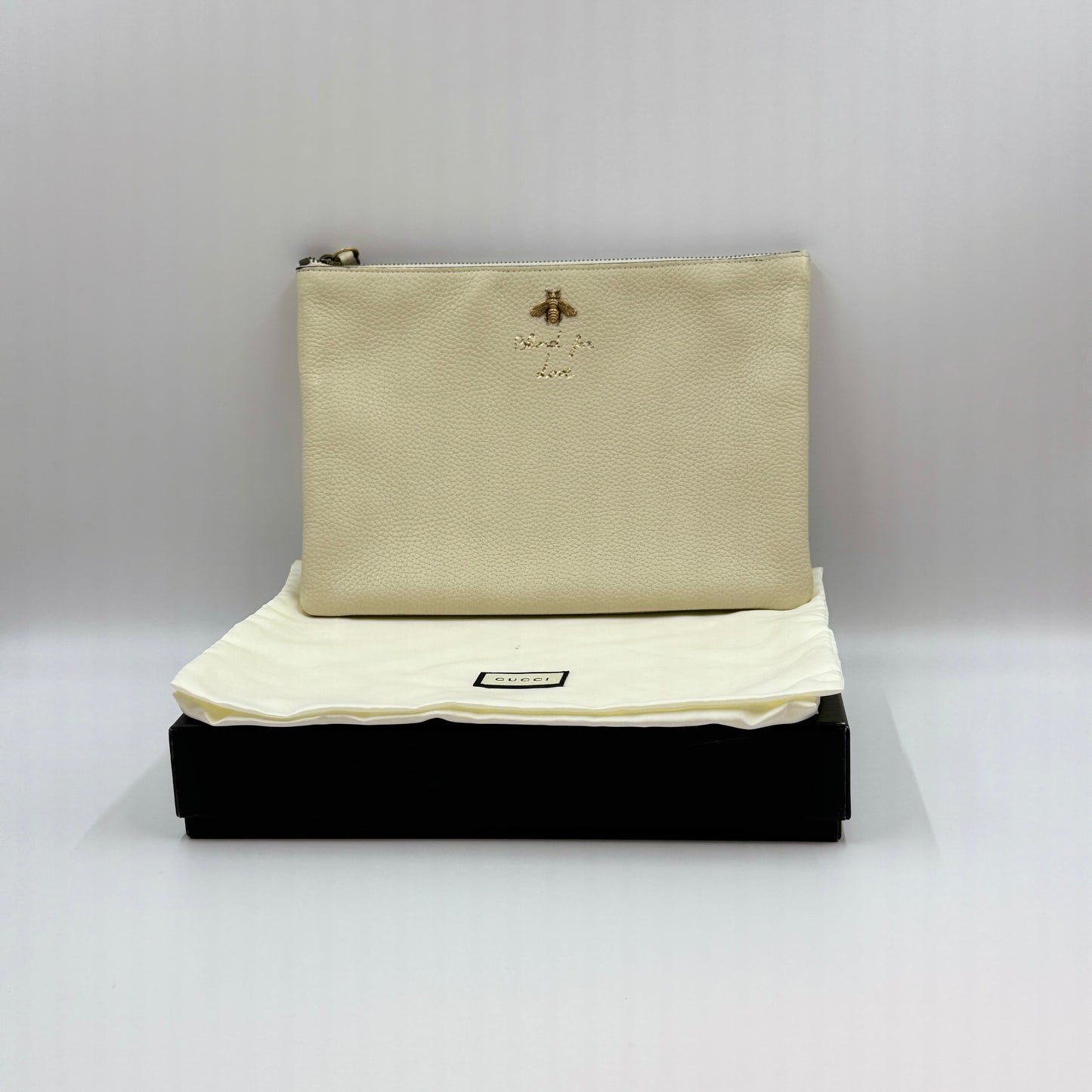 Gucci Blind For Love Zipped Pouch Bag White