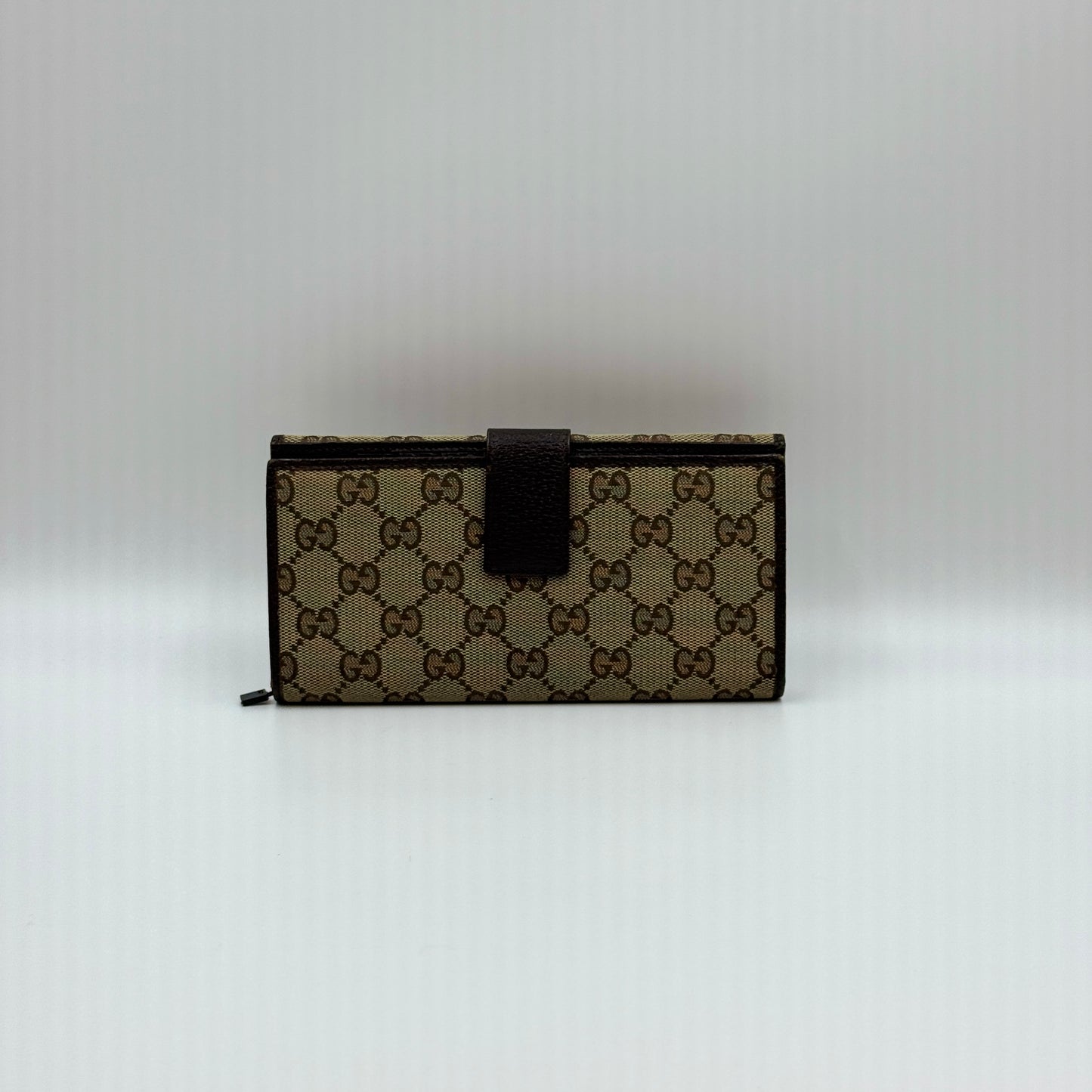 Monogram Metal Bar Continental Flap Wallet Beige Ebony Dark Brown