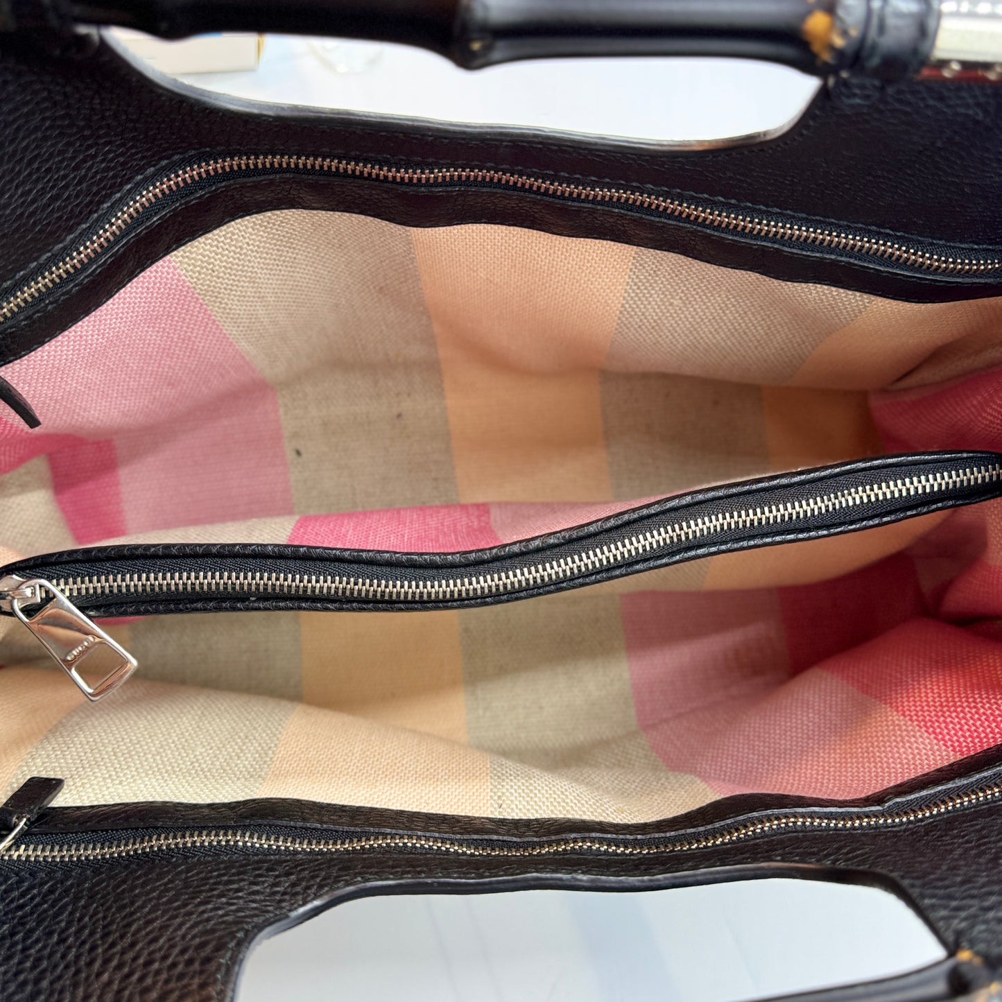 Calfskin Medium Bamboo Daily Shopper Black