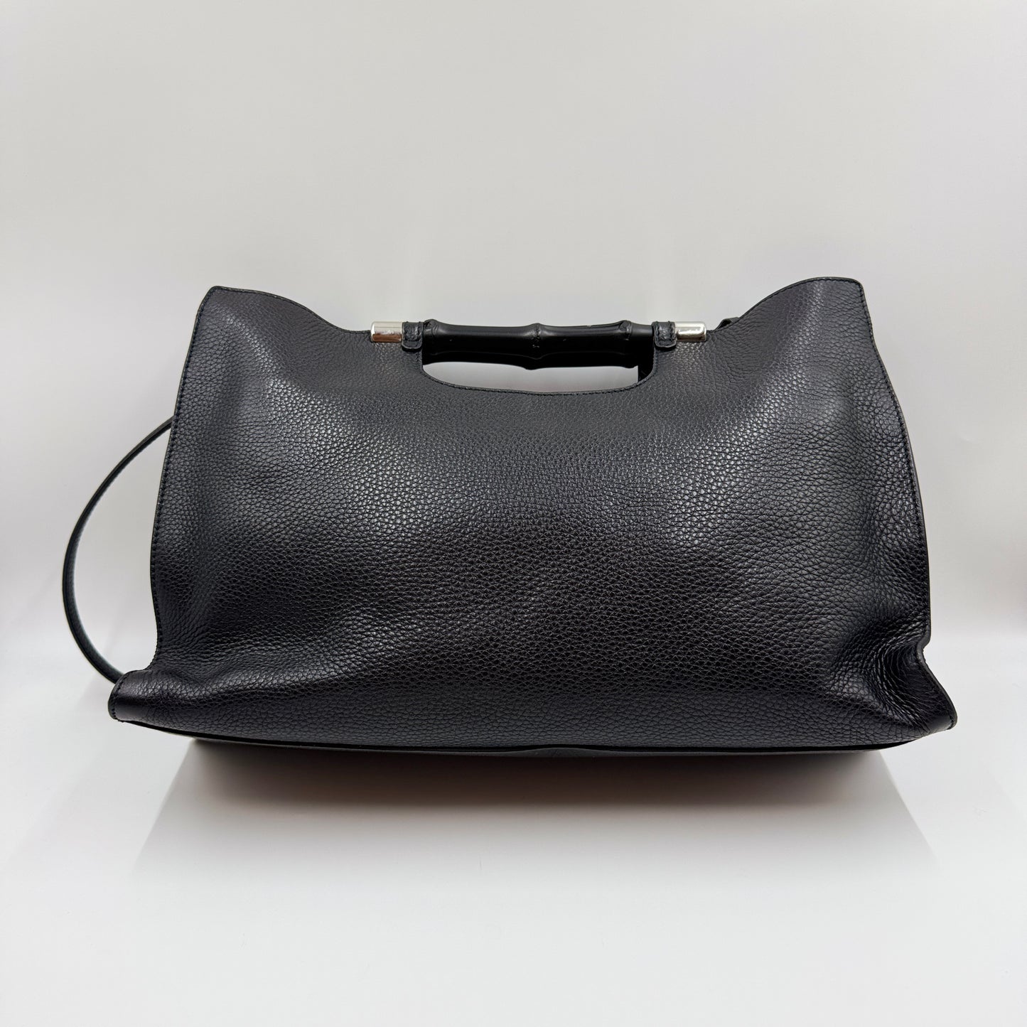 Calfskin Medium Bamboo Daily Shopper Black
