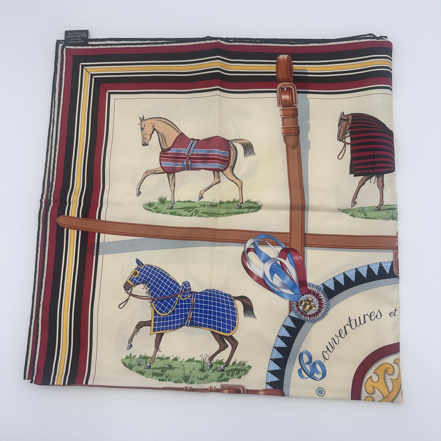 90cm Silk Horse Print Square Scarf