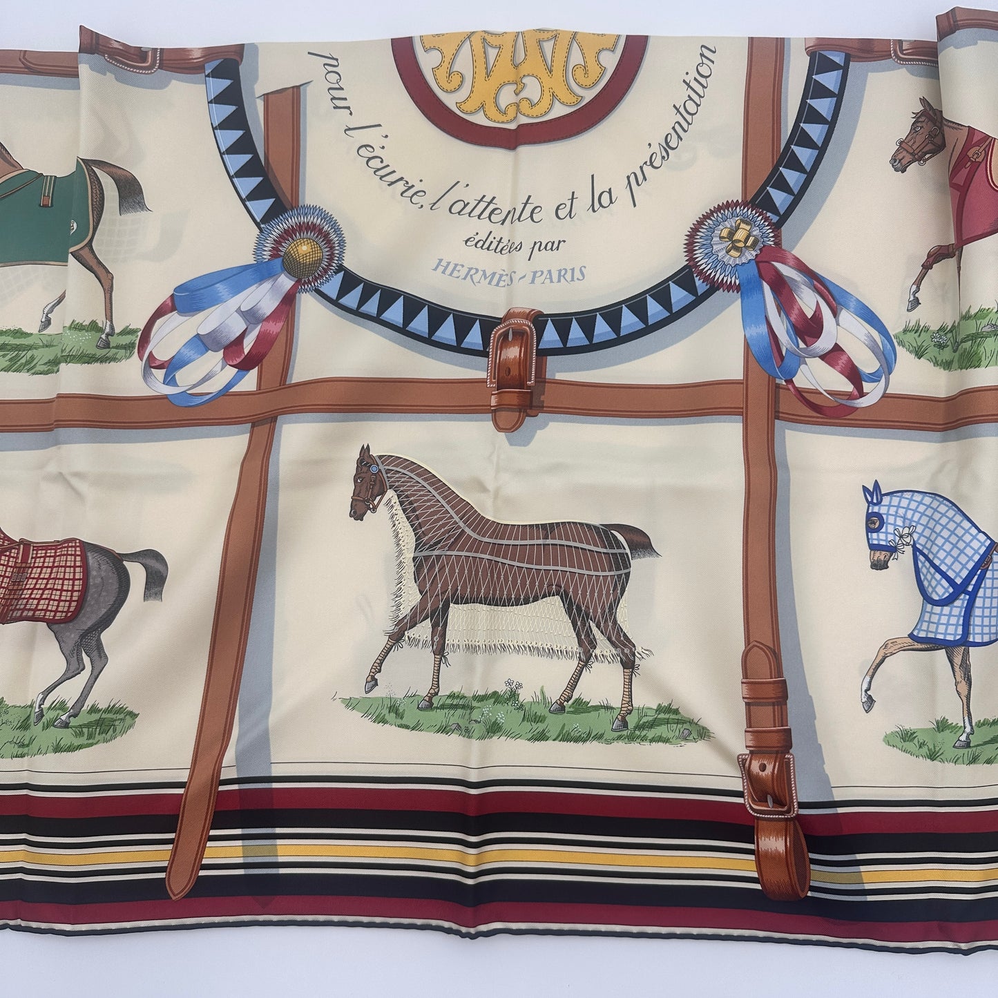 90cm Silk Horse Print Square Scarf