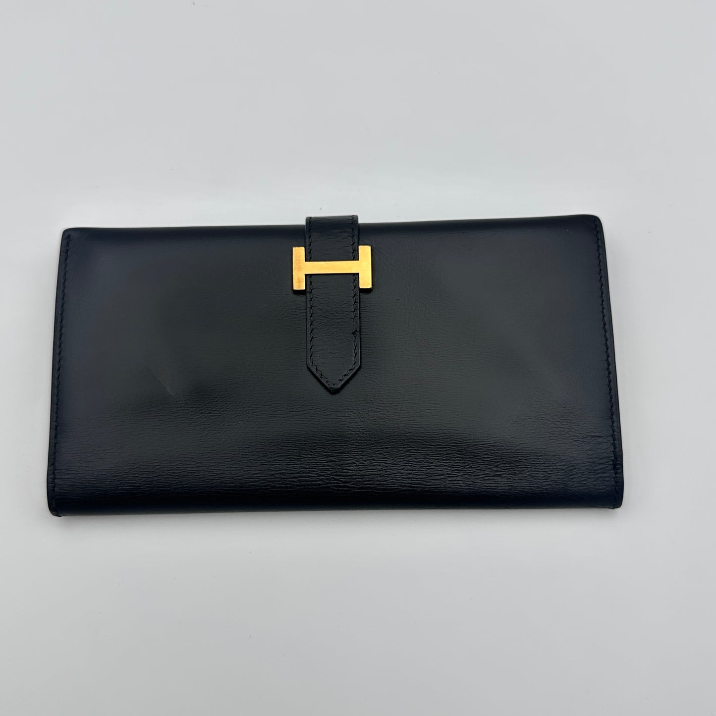 Box Leather Bearn Gusset Wallet Black