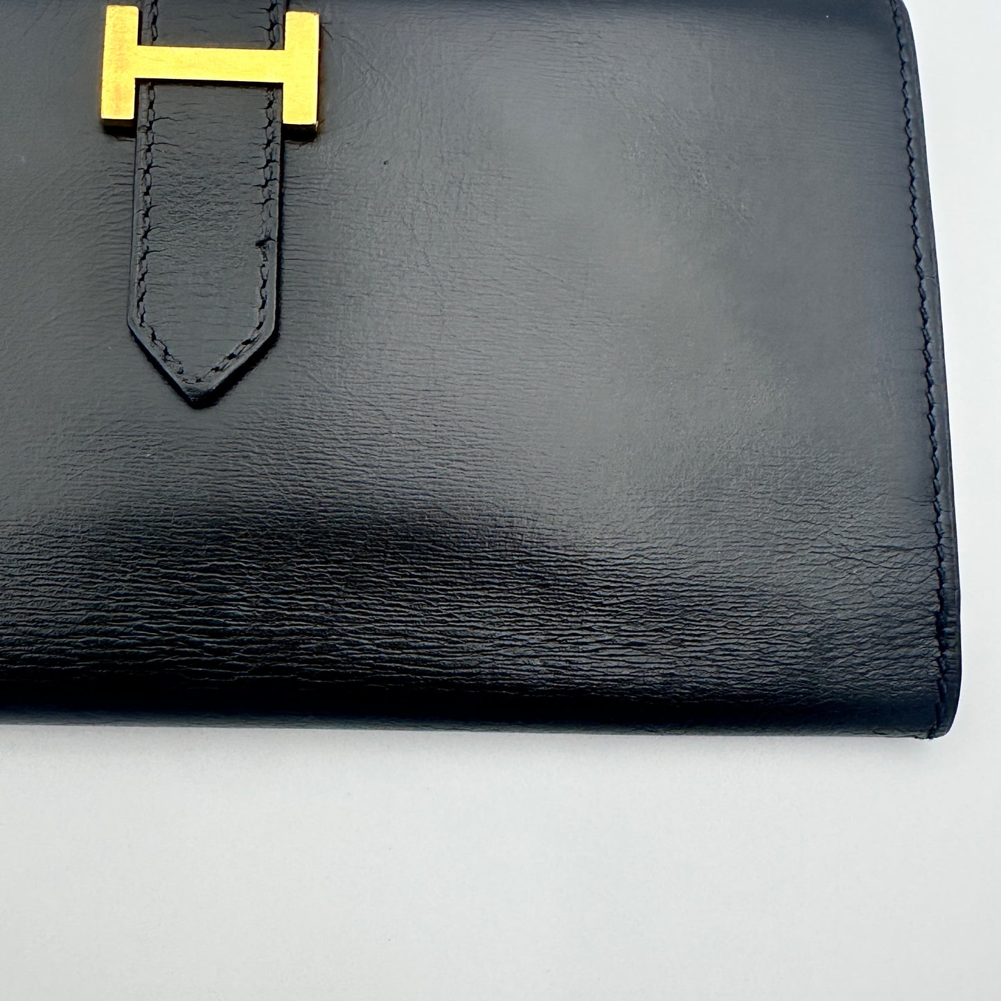 Box Leather Bearn Gusset Wallet Black