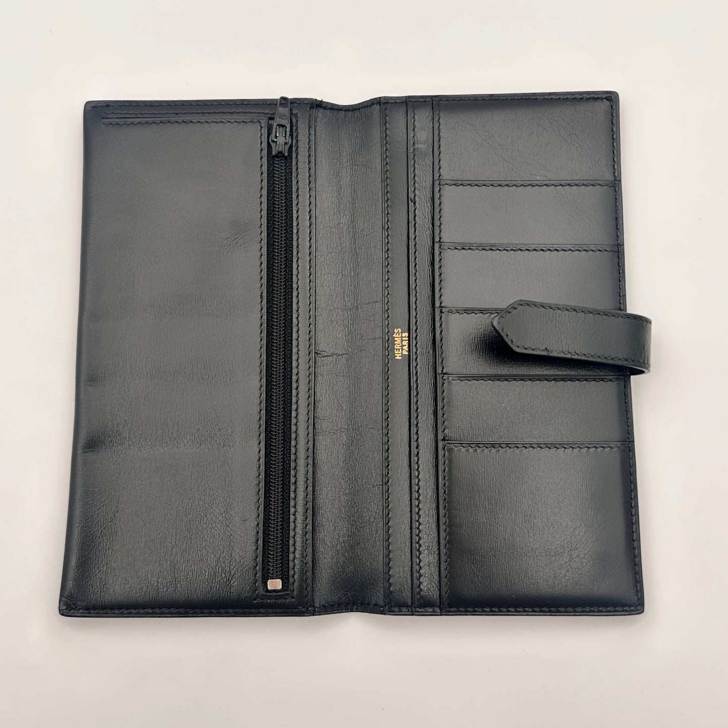 Box Leather Bearn Gusset Wallet Black