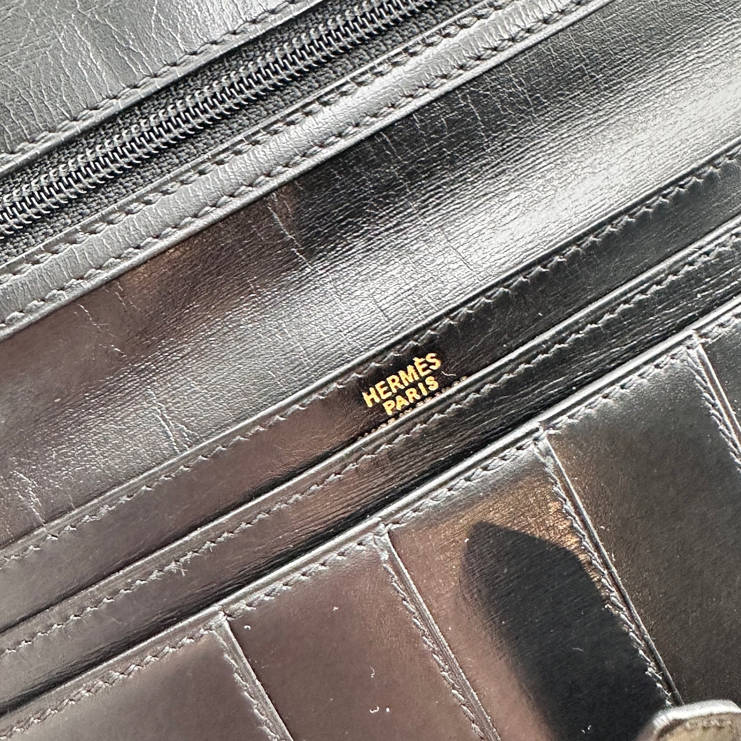 Box Leather Bearn Gusset Wallet Black