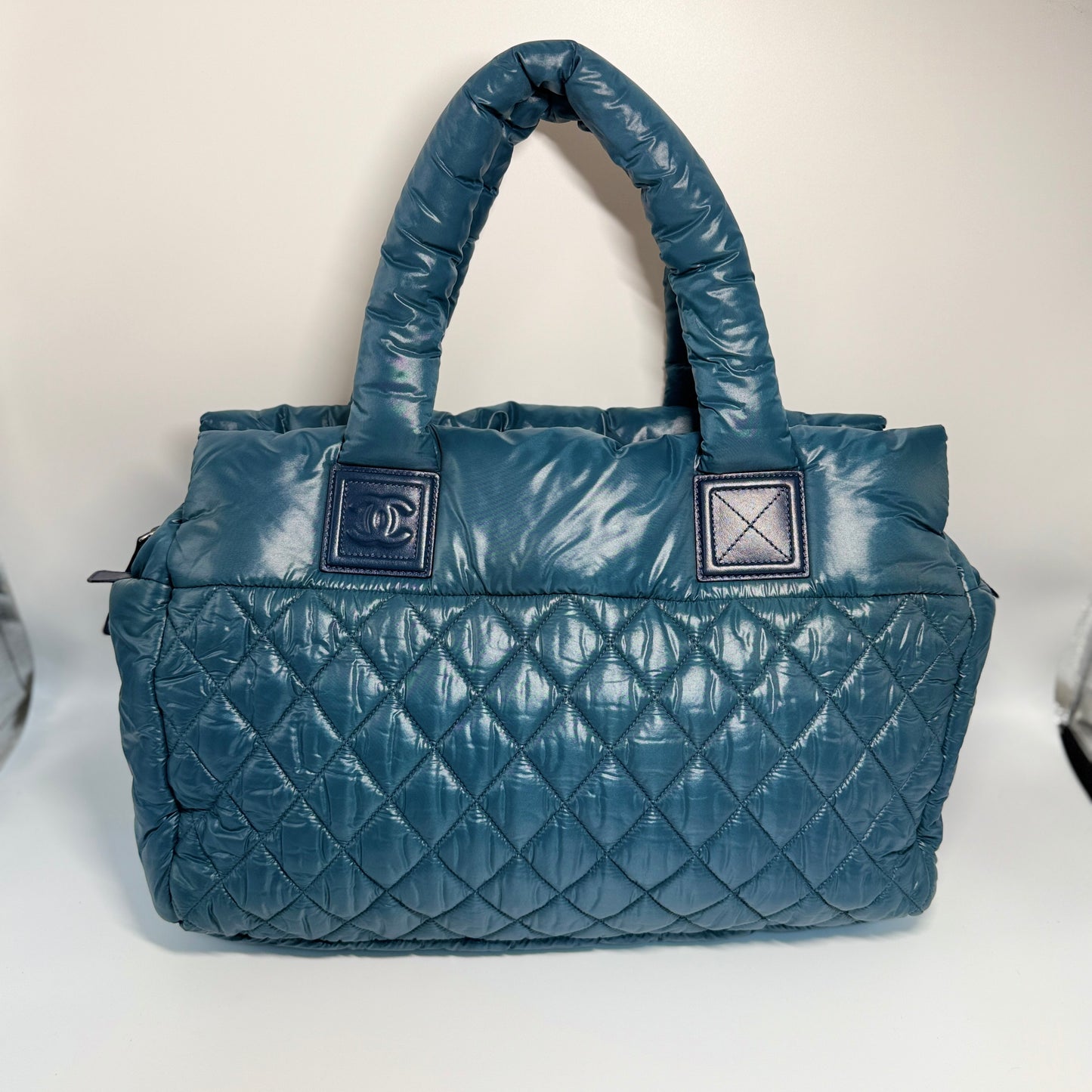 Coco Cocoon Puffy Puffer Bag Tote Large Blue
