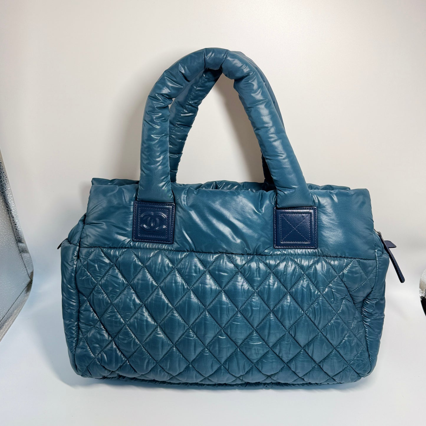 Coco Cocoon Puffy Puffer Bag Tote Large Blue