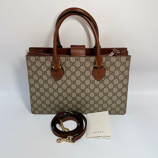 Convertible Gusset Tote GG Coated Canvas Medium