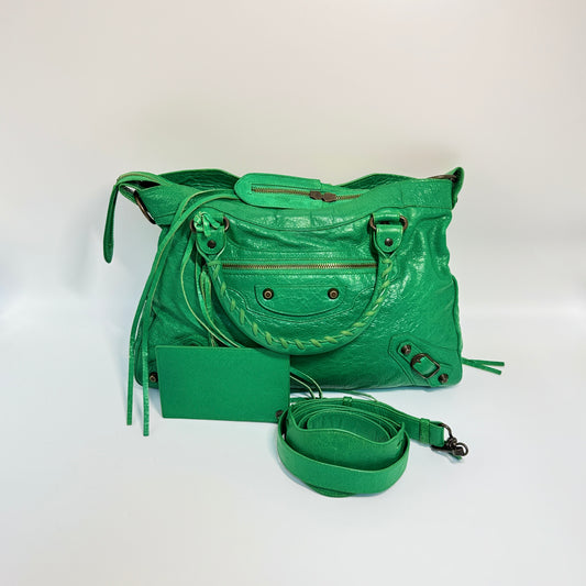 Town leather handbag Green