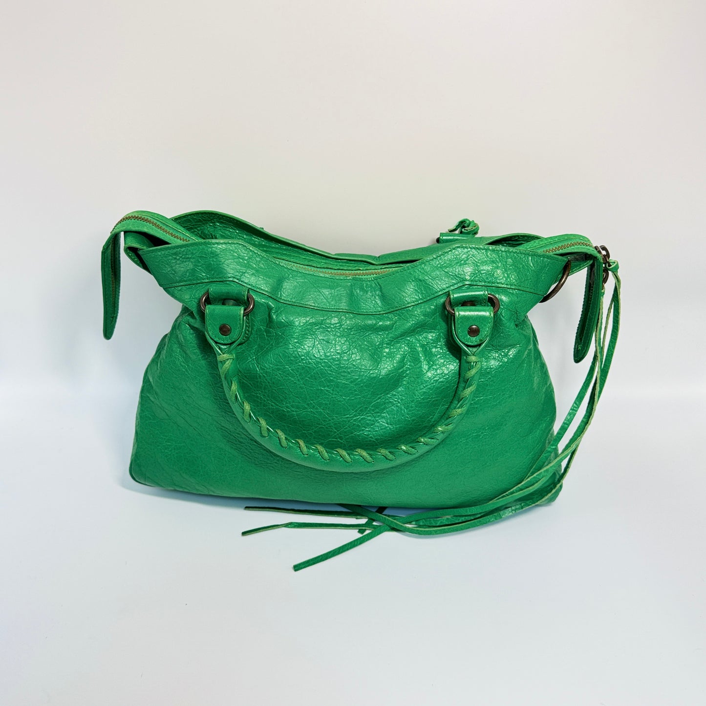 Town leather handbag Green