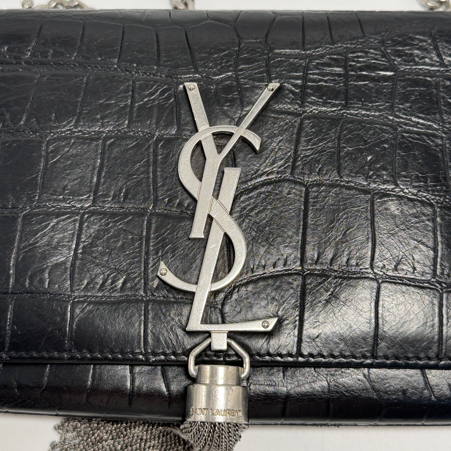 Kate Tassel Satchel Crocodile Embossed Small