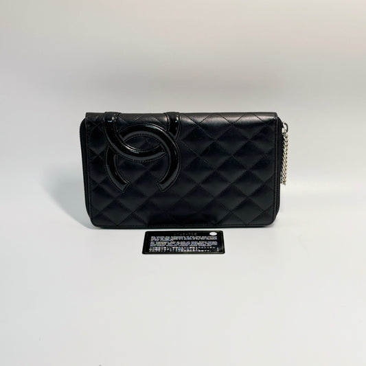 Cambon Line organizer Zip Around Long Wallet Black