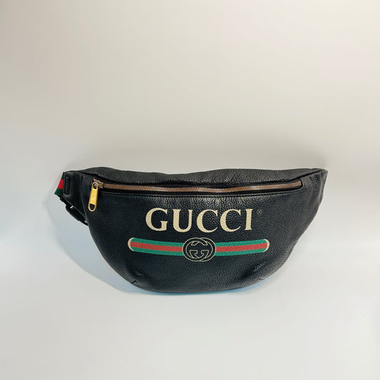 Printed Logo Fanny Pack Leather Belt Bag