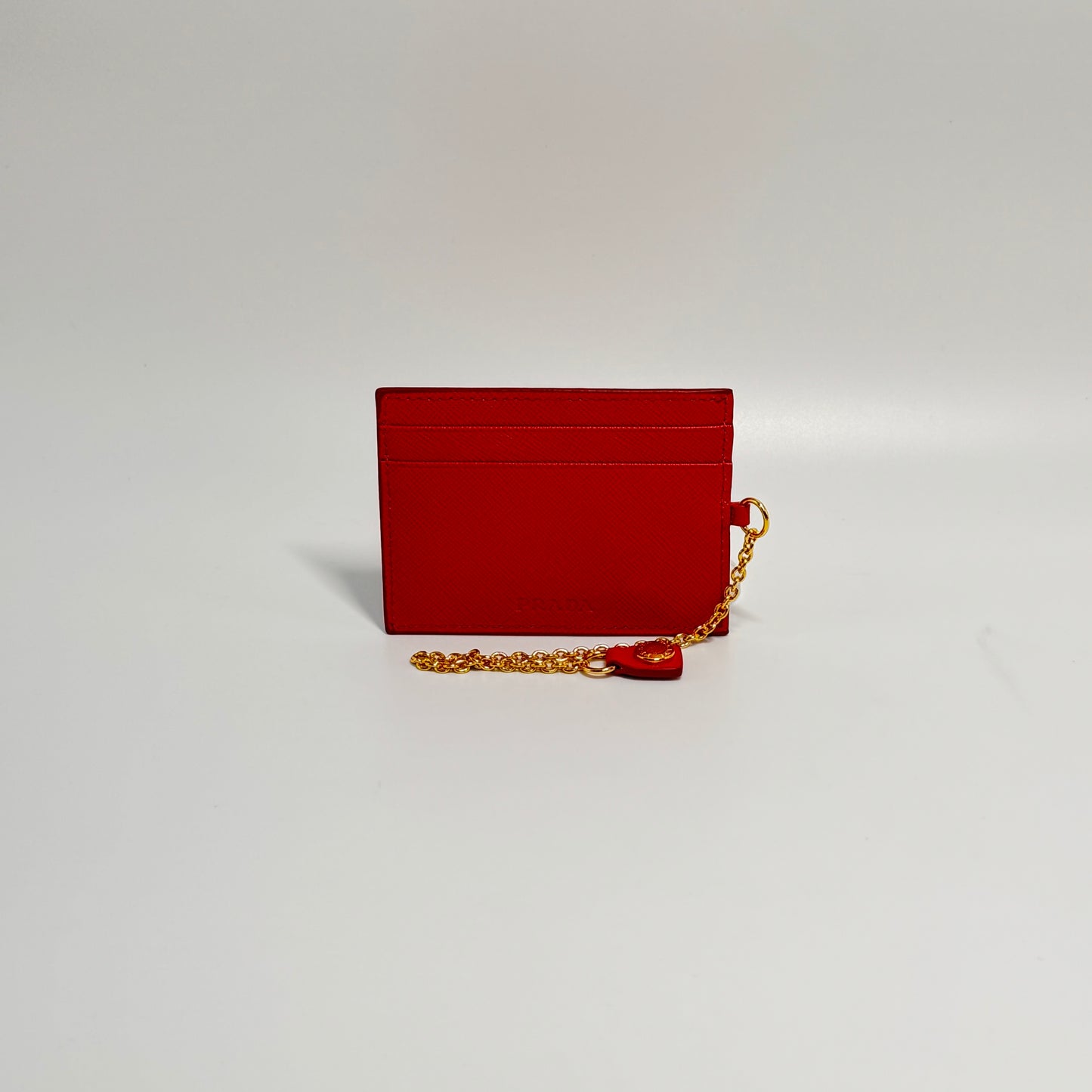 Prada red pink card holder wallet