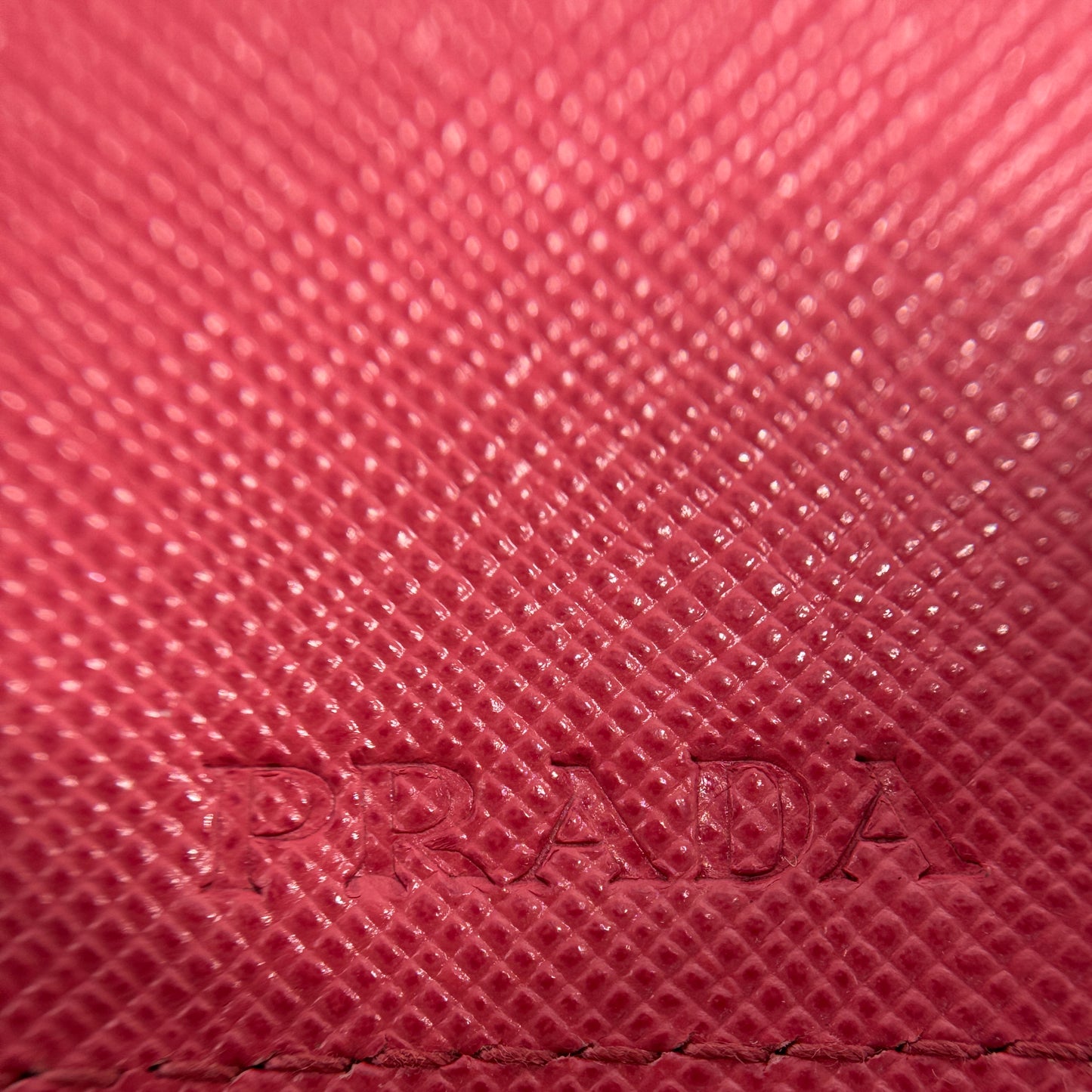 Prada red pink card holder wallet