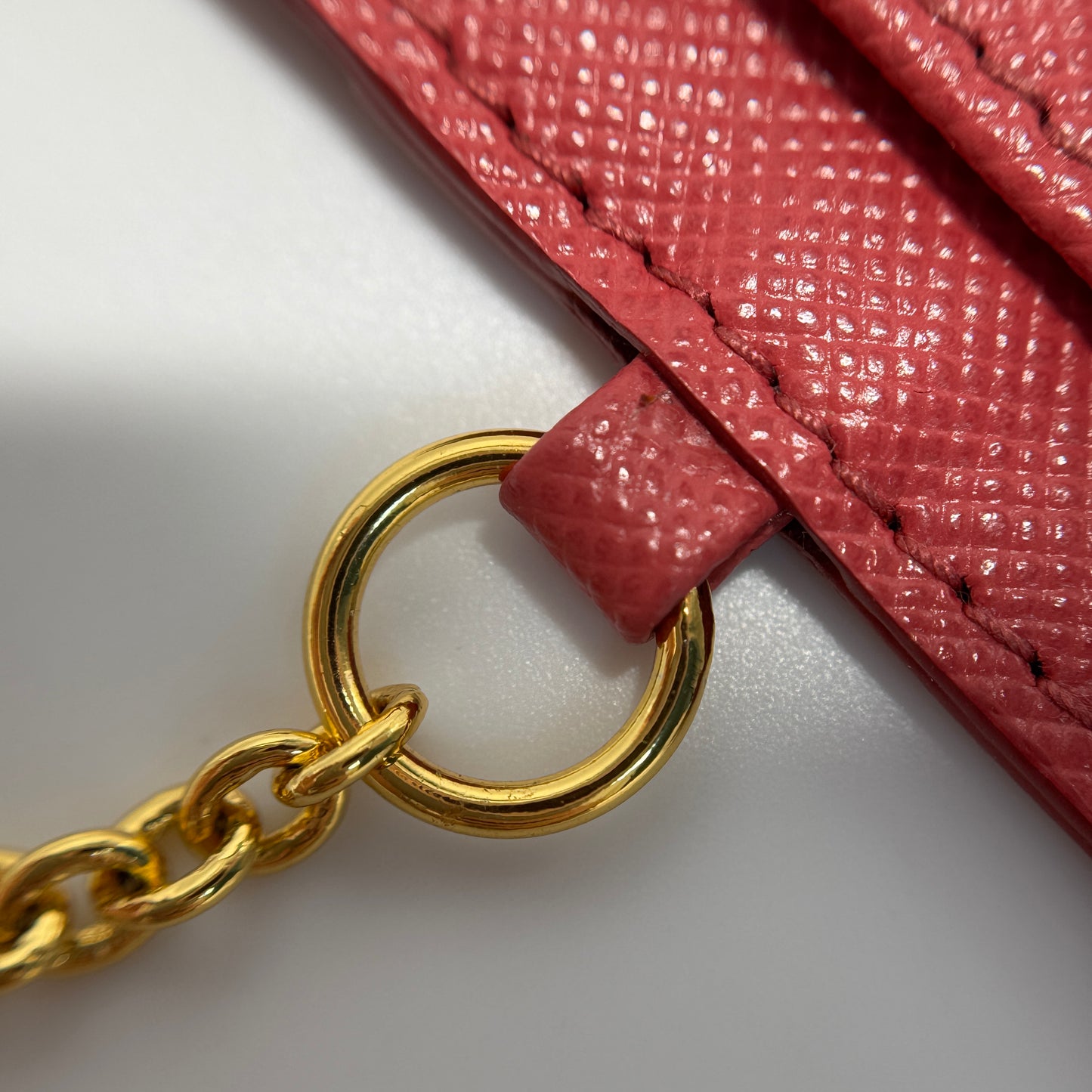 Prada red pink card holder wallet