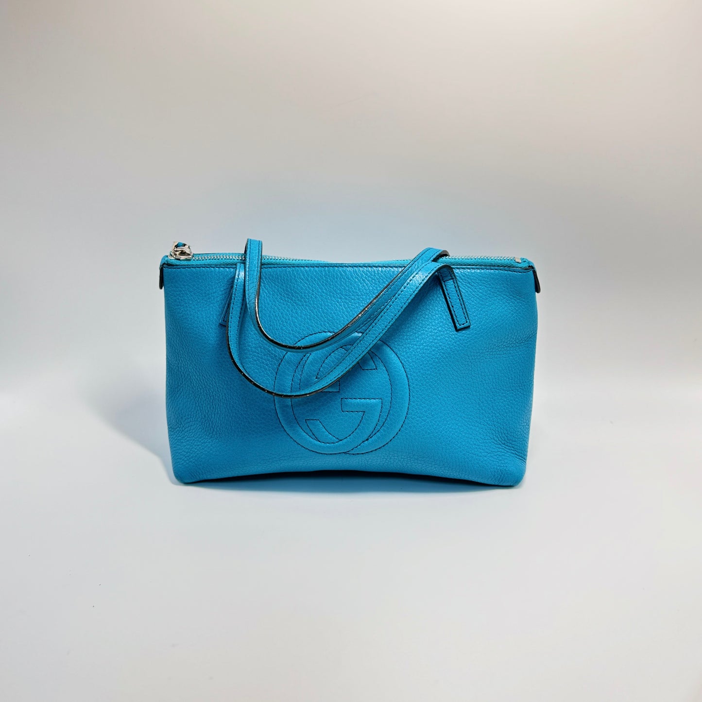 Turquoise Leather Soho Mini Tote Bag