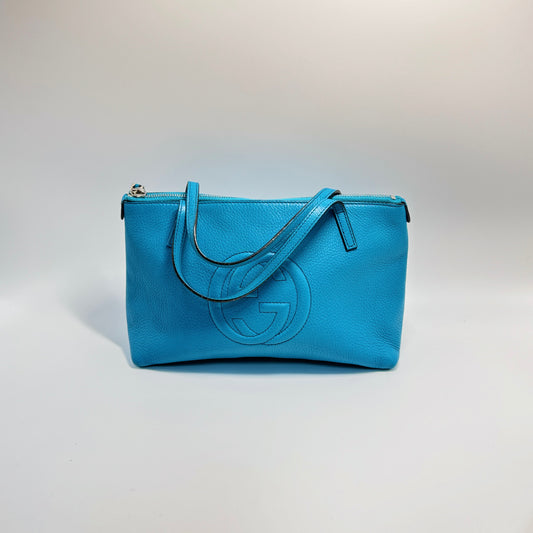 Turquoise Leather Soho Mini Tote Bag